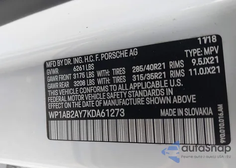 2019 Porsche Cayenne S z USA, uszkodzony, nr VIN WP1AB2AY7KDA61273